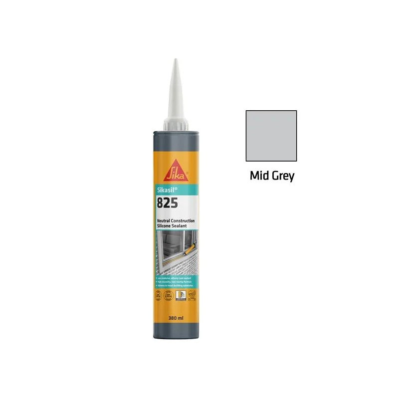Everbuild Sika Sikasil®-825 Silicone Sealant 380ml Mid Grey