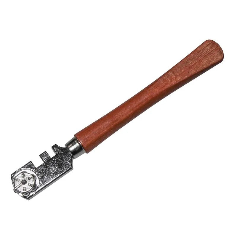 Faithfull Six Wheel Glasscutter Tungsten Carbide - Wood Handle - FAIGCSIX