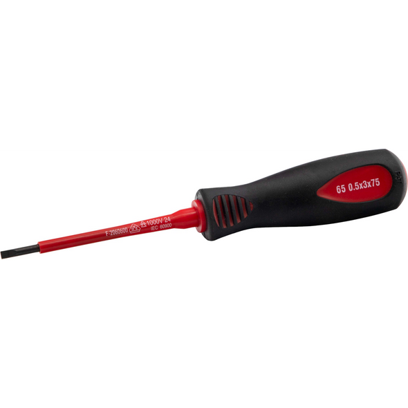 Sealey Insulated Slotted Screwdriver 3x75mm