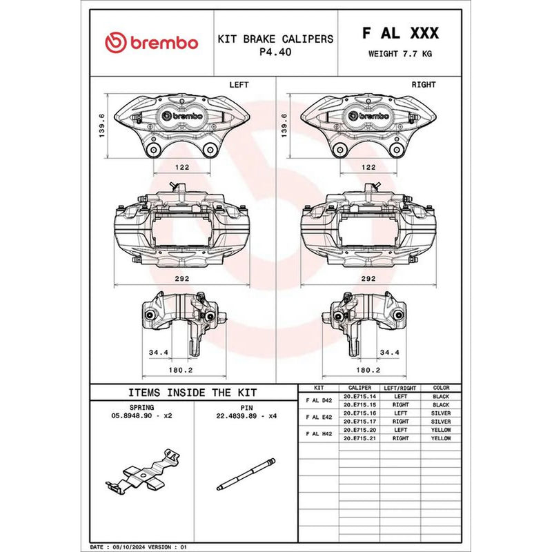 Brembo 2 x Brake Caliper Assembly Front FALH42