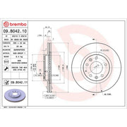 Brembo 2 x Internally Vented Front Brake Discs 09.B042.11