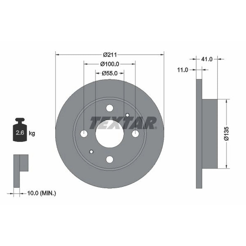 Textar 2 x Solid Front Brake Discs 92103700