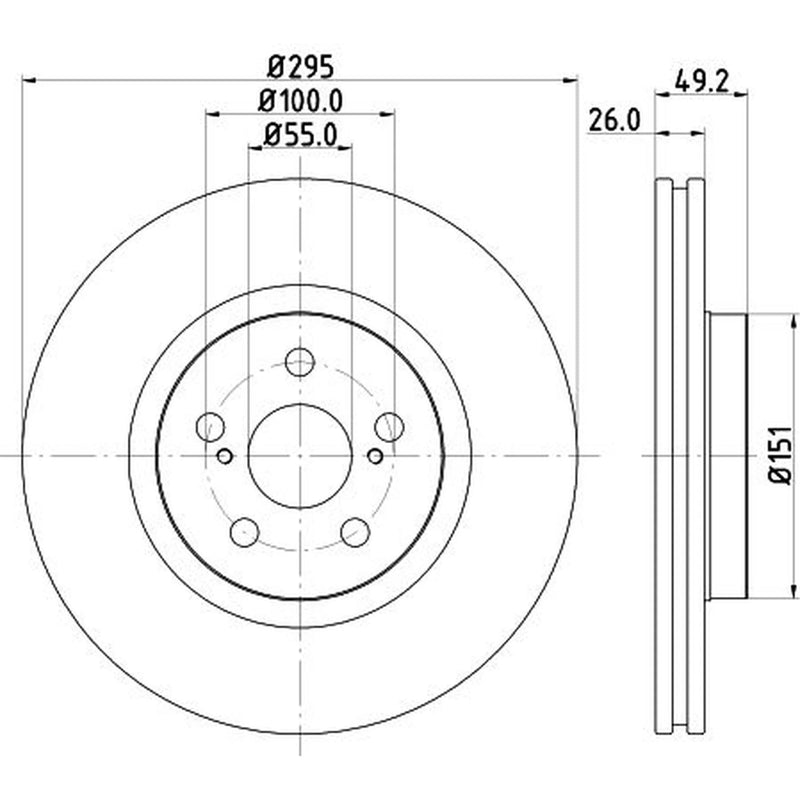 DON 2 x Internally Vented Front Brake Discs PCD18282