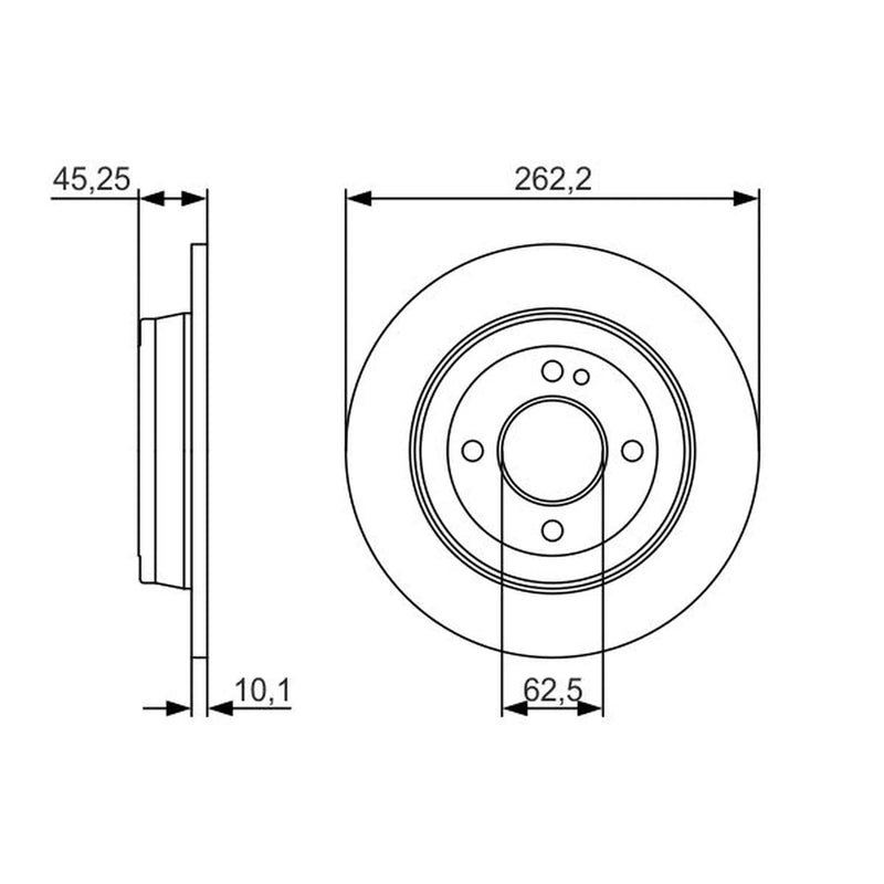 Bosch 2 x Solid Rear Brake Discs 0 986 479 A44