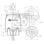 Febi Air Suspension Bellow 195mm Rear Left 101722