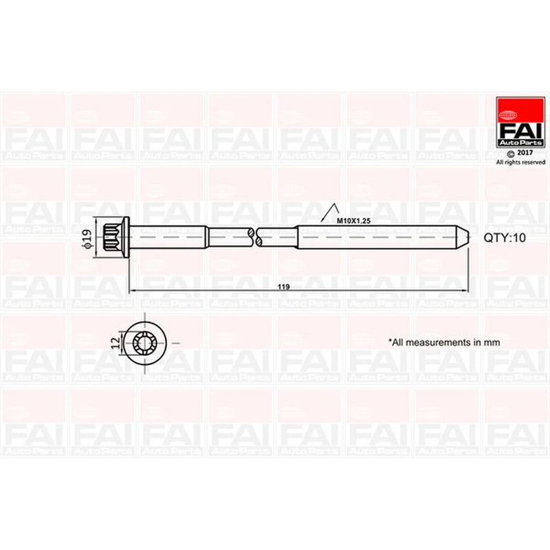 FAI Cylinder Head Bolt Set M10 x 1.25 B1321