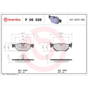 Brembo 4 x Rear Brake Pad Set P06038X