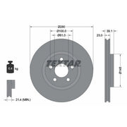 Textar 2 x Vented Front Brake Discs 92108505
