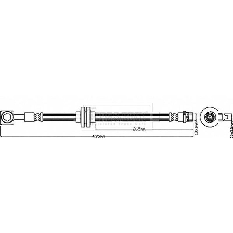 Borg & Beck Brake Hydraulic Hose Line Front Right BBH8366