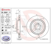 Brembo 2 x Internally Vented Rear Brake Discs 09.B981.11