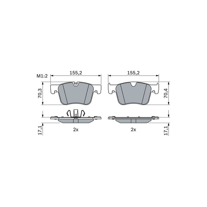 Genuine Bosch Brake Pads Bp2482 Fits Vauxhall Grandland X - 1.2 - 17- 0986424860 Bosch  - Town Parts