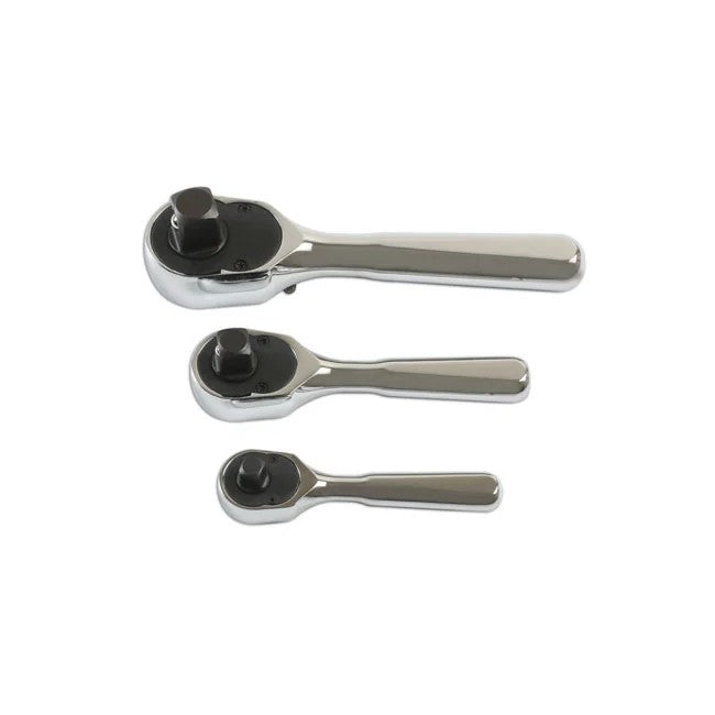 Laser Tools Stubby Ratchet Set 1/4"D, 3/8"D, 1/2"D 3pc - PL