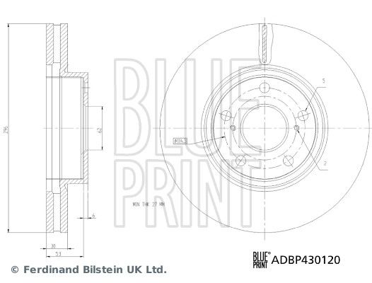 Blue Print 2 x Brake Disc Set Internally Vented Front