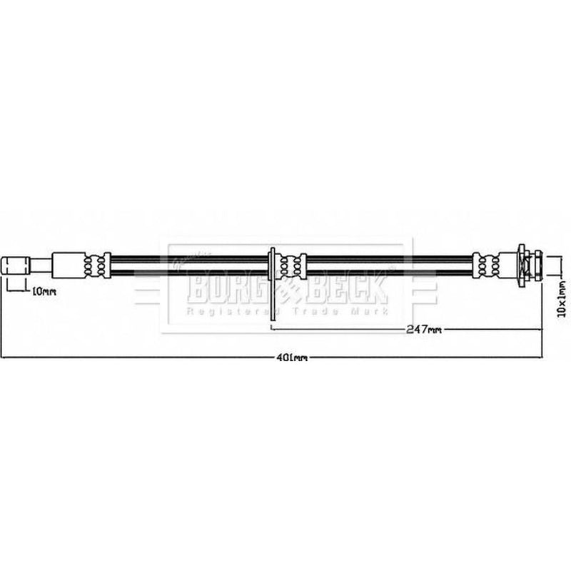 Borg & Beck Brake Hydraulic Hose Line Front Left BBH8604
