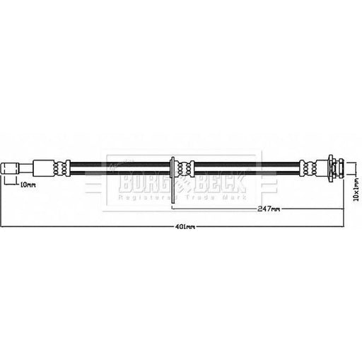 Borg & Beck Brake Hydraulic Hose Line Front Left BBH8604
