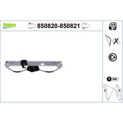 Valeo Electric Window Regulator Lifter Right Rear 850821