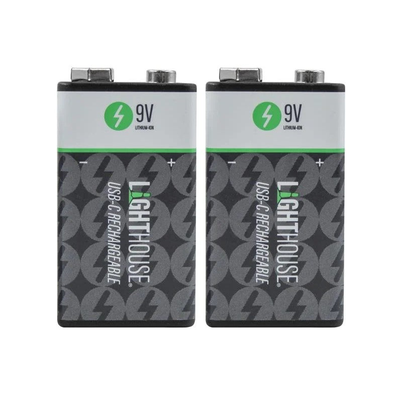 Lighthouse 9V USB-C Rechargeable Li-ion Battery Pack of 2 - L/HBATUSB9V