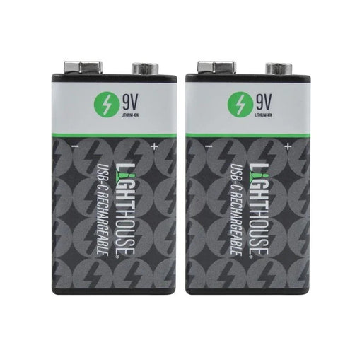 Lighthouse 9V USB-C Rechargeable Li-ion Battery Pack of 2 - L/HBATUSB9V