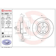 Brembo 2 x Solid Rear Brake Discs 08.D893.11
