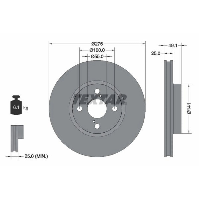 Textar 2 x Front Brake Discs 92126003