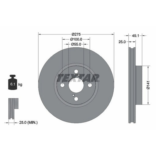 Textar 2 x Front Brake Discs 92126003