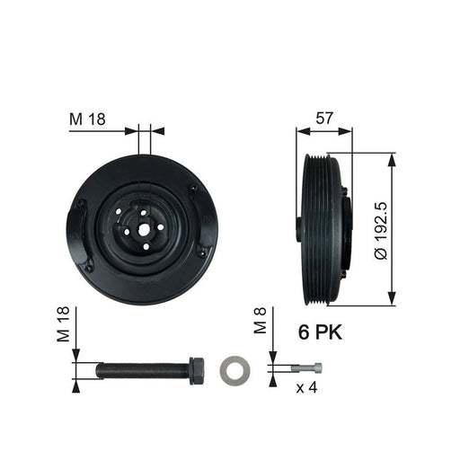 Gates Crank Shaft Belt Pulley TVD1033A