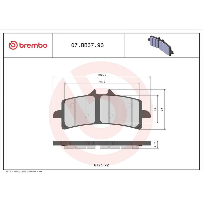 Brembo 2 x Front Brake Pad Set 07BB3793