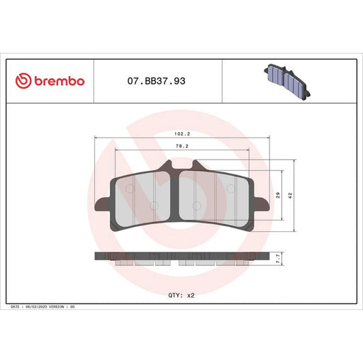 Brembo 2 x Front Brake Pad Set 07BB3793