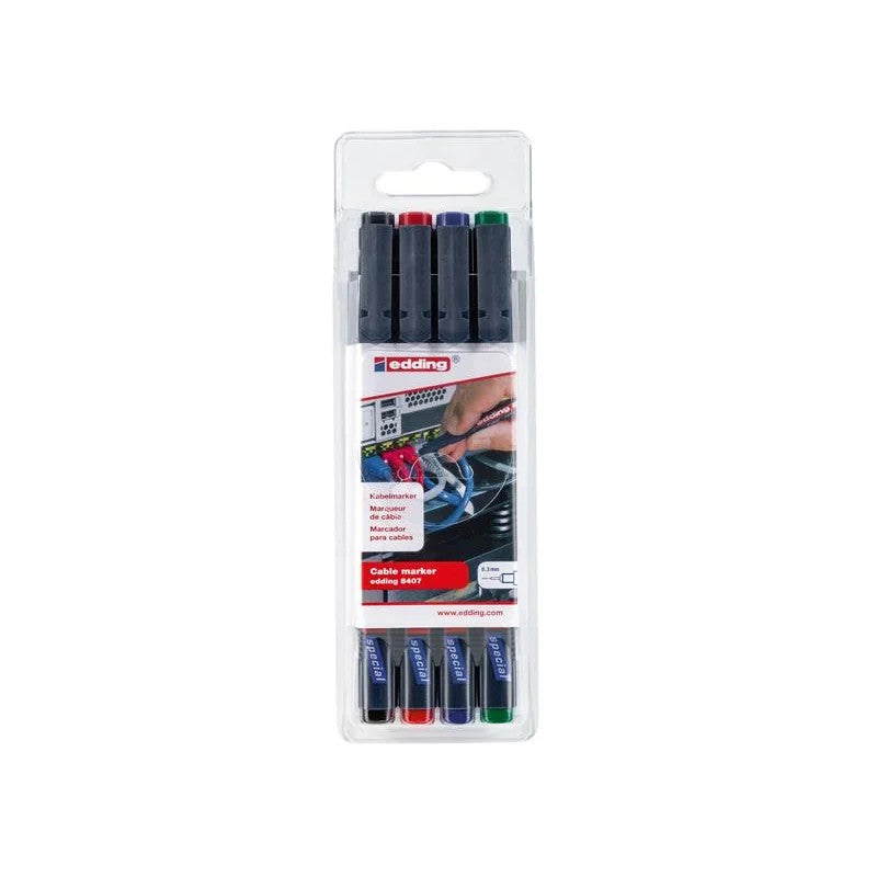 edding 8407/4 S Cable Marker Set, 4 Piece - 4-8407-4