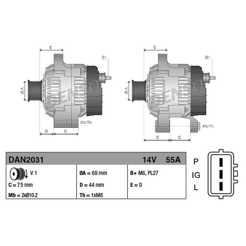 Denso Car Alternator 12V DAN2031