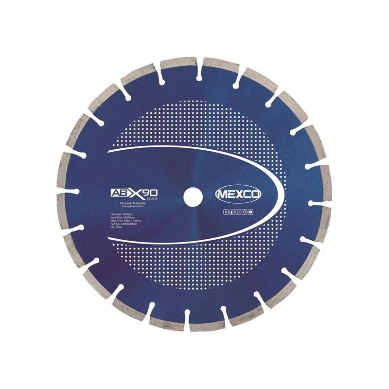 MEXCO Abrasive Materials X90 Grade Diamond Blade 300 x 20mm - ABX9030020