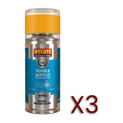 3x Hycote Aerosol Paint for Vauxhall Mustard Yellow 150ml Hycote  - Town Parts