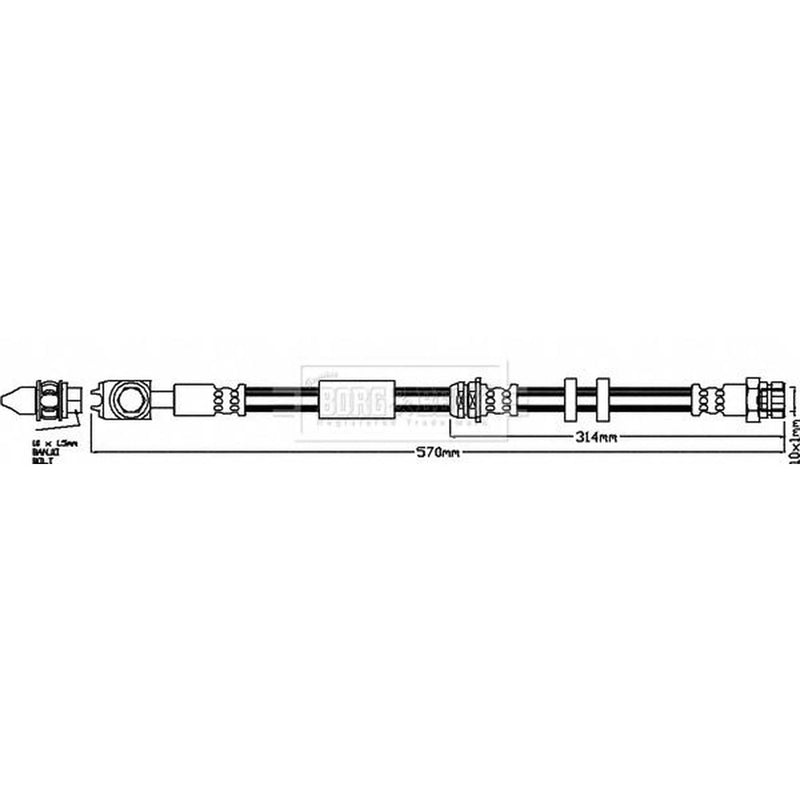 Borg & Beck Brake Hydraulic Hose Line Front Left BBH7960