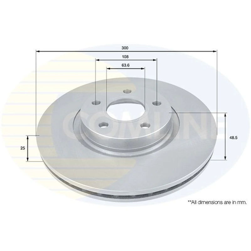 Comline 2 x Internally Vented Front Brake Discs ADC1227V