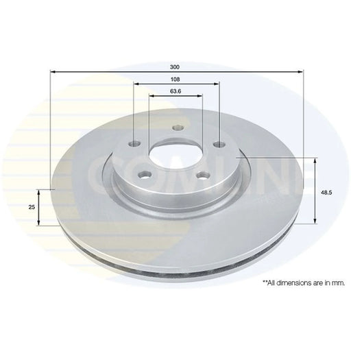 Comline 2 x Internally Vented Front Brake Discs ADC1227V
