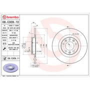 Brembo 2 x Rear Brake Discs 08.C309.11