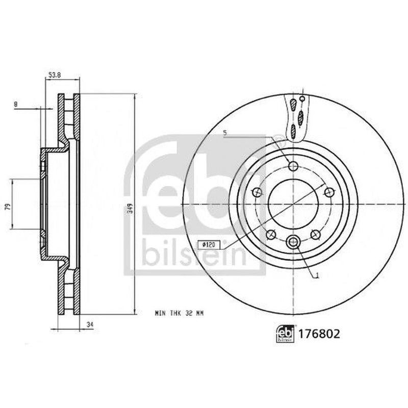 Febi 2 x Front Brake Discs 176802