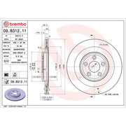 Brembo 2 x Internally Vented Rear Brake Discs 09.B312.11