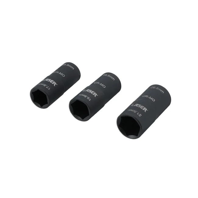 Laser Tools Double Ended Damaged Wheel Nut Socket Set 3pc - PL