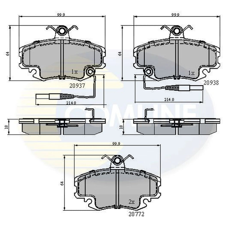 Comline 4 x Front Brake Pad Set CBP1431