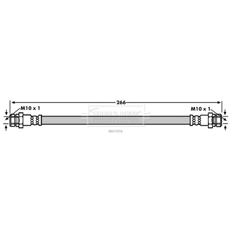 Borg & Beck Brake Hydraulic Hose Line Rear Left BBH7858