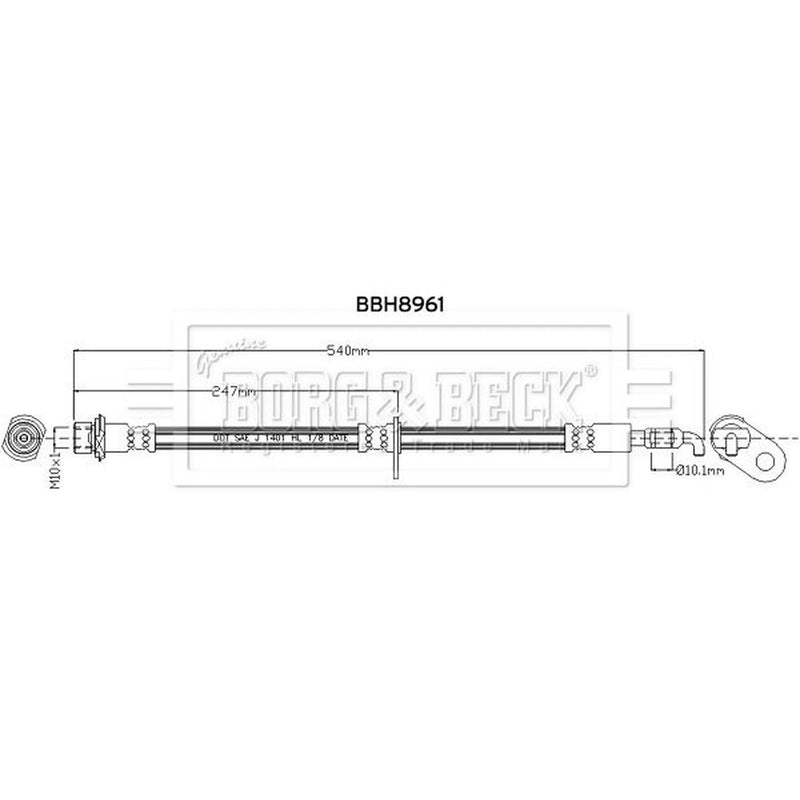Borg & Beck Brake Hydraulic Hose Line Rear Right BBH8961