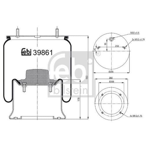 Febi Air Suspension Bellow 286mm 39861