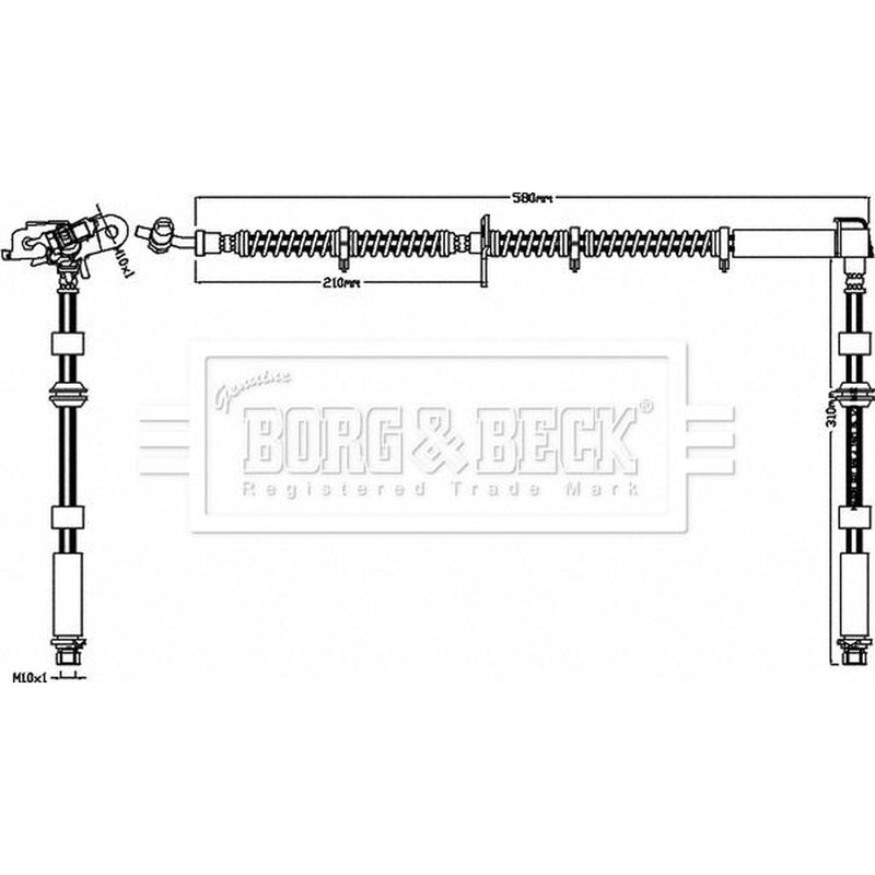 Borg & Beck Brake Hydraulic Hose Line Front Left BBH8016