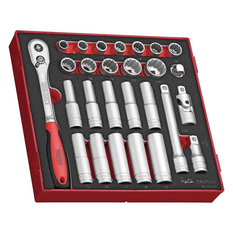 Teng Tools Socket Set 1/2" Drive FOAM2 27 Pieces