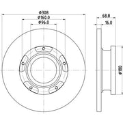 DON 2 x Solid Rear Brake Discs PCD19591
