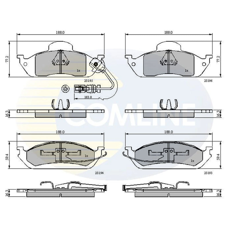 Comline 4 x Front Brake Pad Set CBP1911