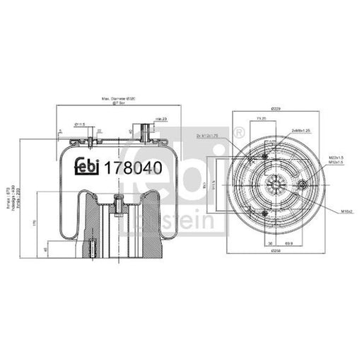 Febi Air Suspension Bellow 258mm 178040