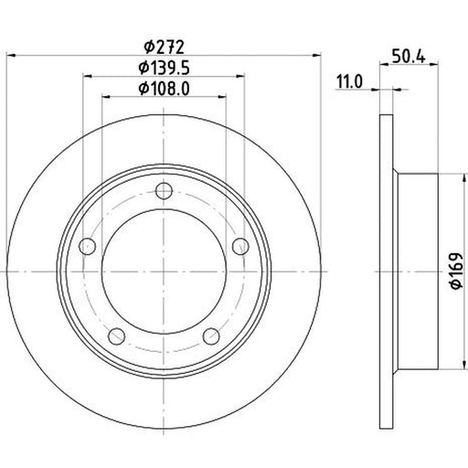 DON 2 x Solid Front Brake Discs PCD21272