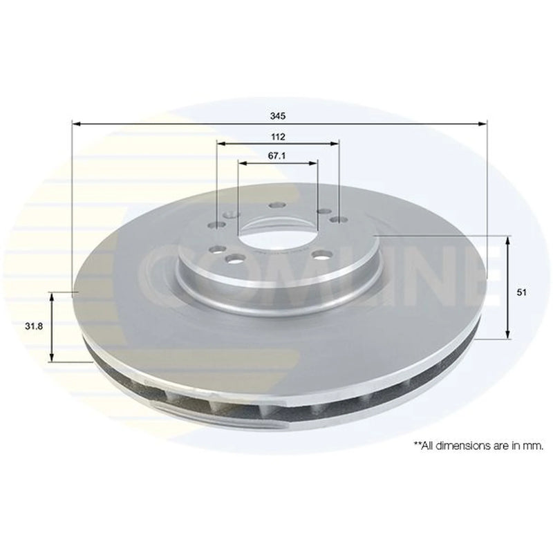 Comline 2 x Internally Vented Front Brake Discs ADC1633V